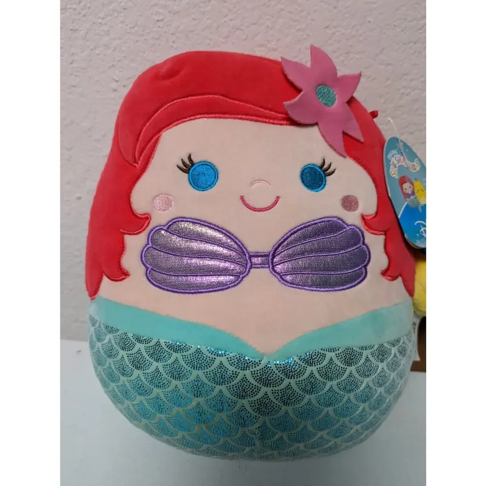Disney Squishmallow Little Mermaid Ariel & Flounder 10” & 4” plush Pair NWT